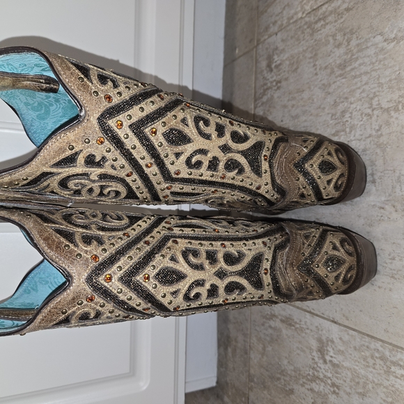 Corral Brown Glitter Western Boots 9.5 - Picture 2 of 7